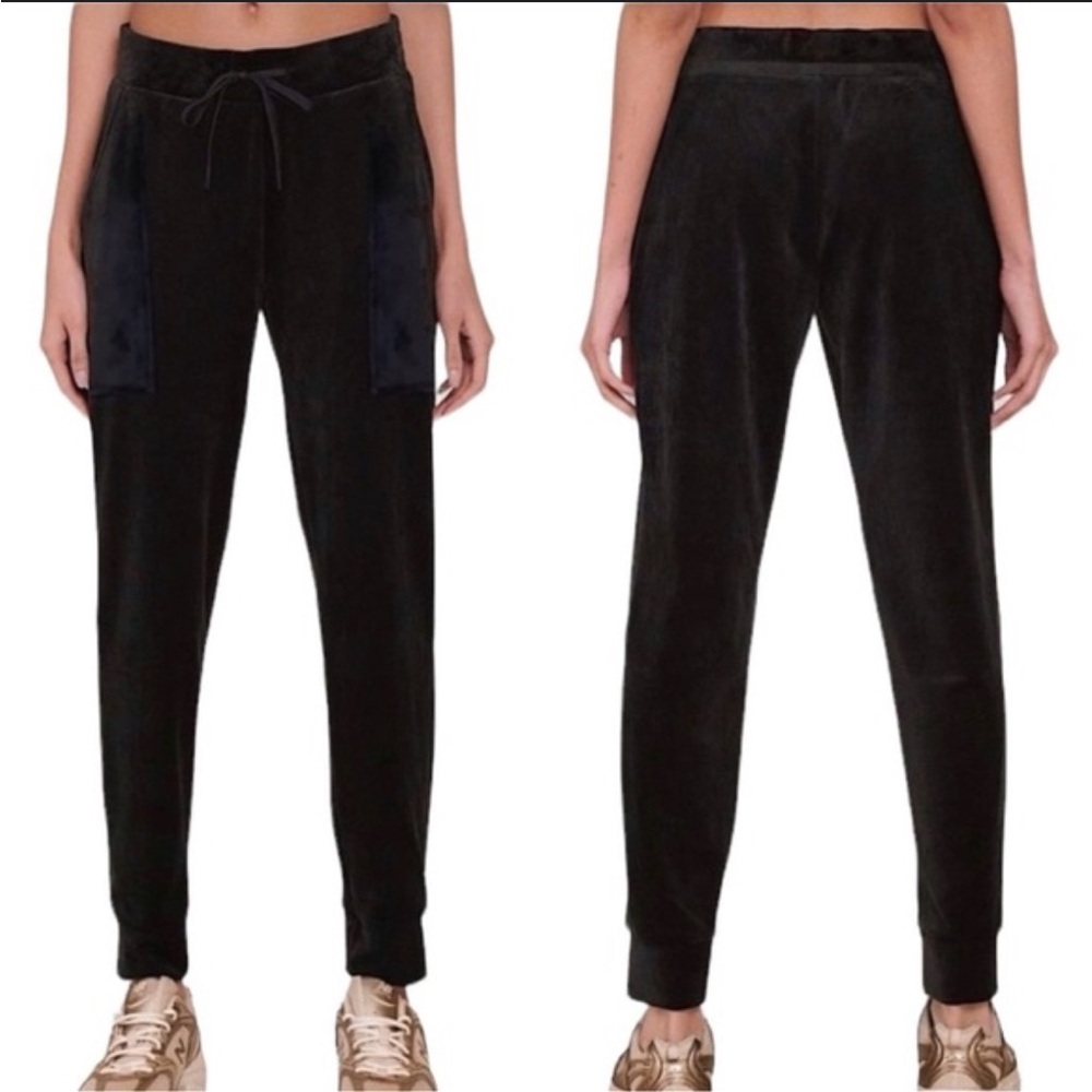 House of Harlow 1960 Loungewear Casual Black Velvet Drawstring Sweatpants M